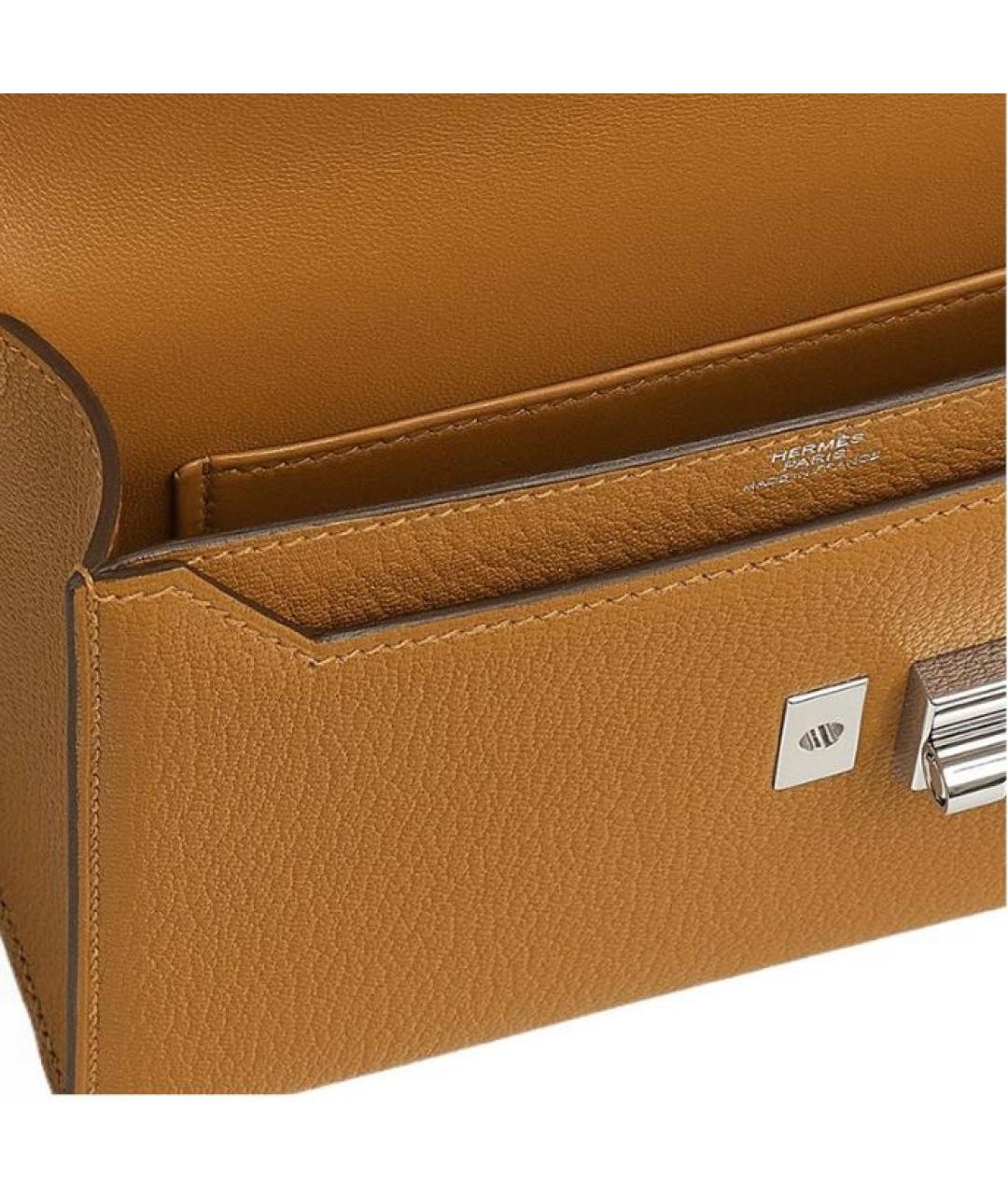 HERMES Горчичная кожаная сумка через плечо, фото 3