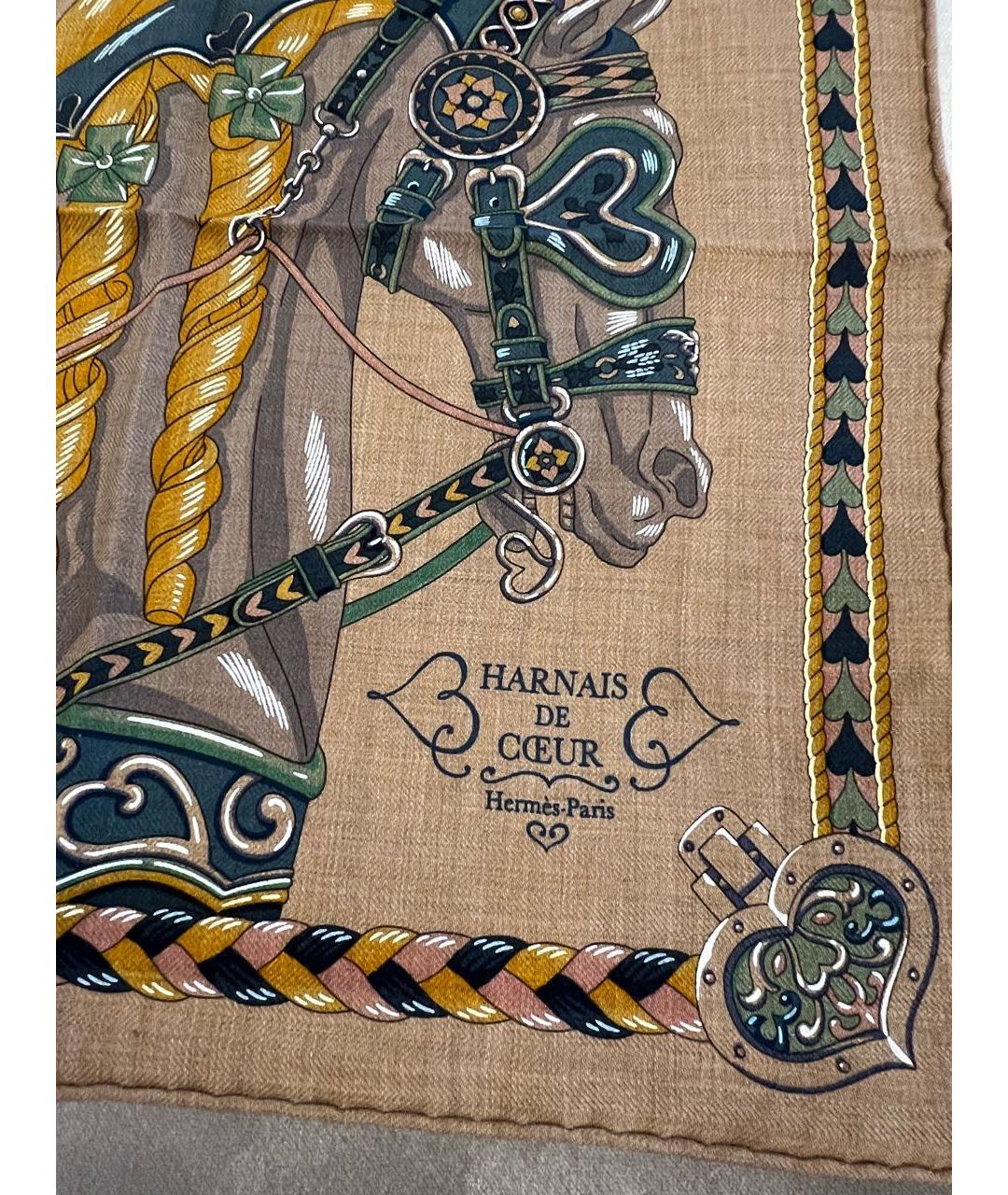 HERMES Коричневый кашемировый платок, фото 5