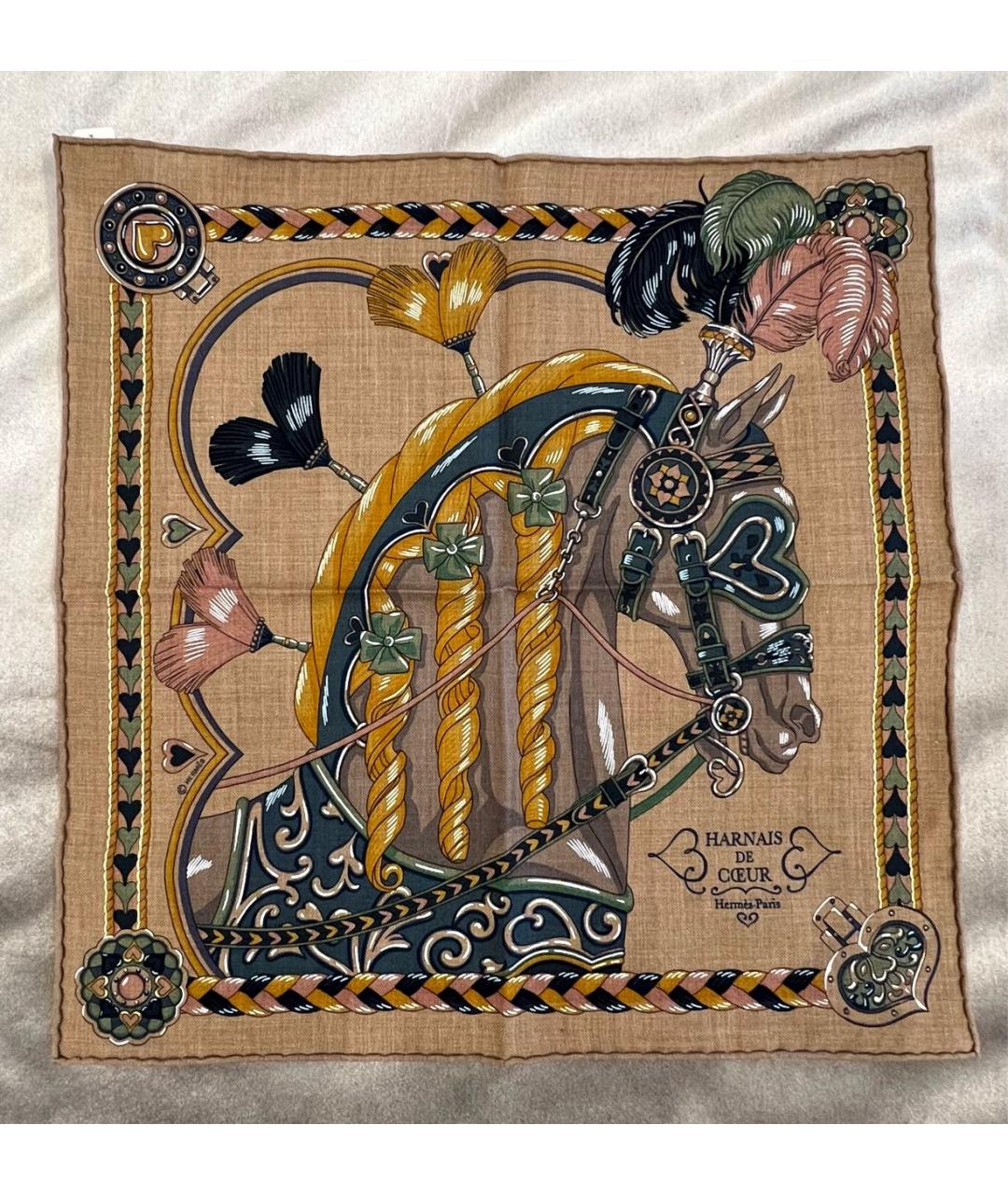 HERMES Коричневый кашемировый платок, фото 6