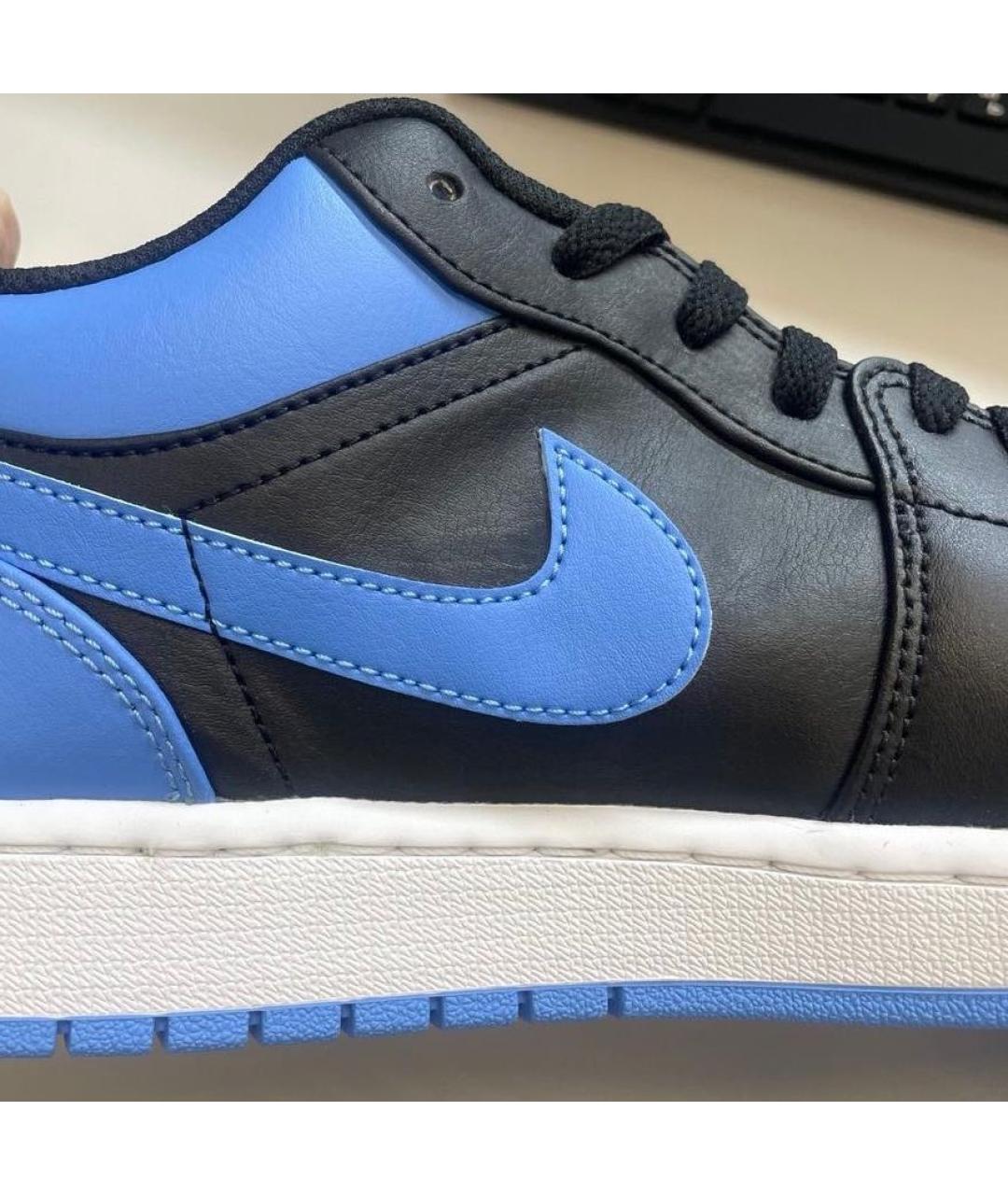 JORDAN Синие кожаные низкие кроссовки / кеды, фото 4