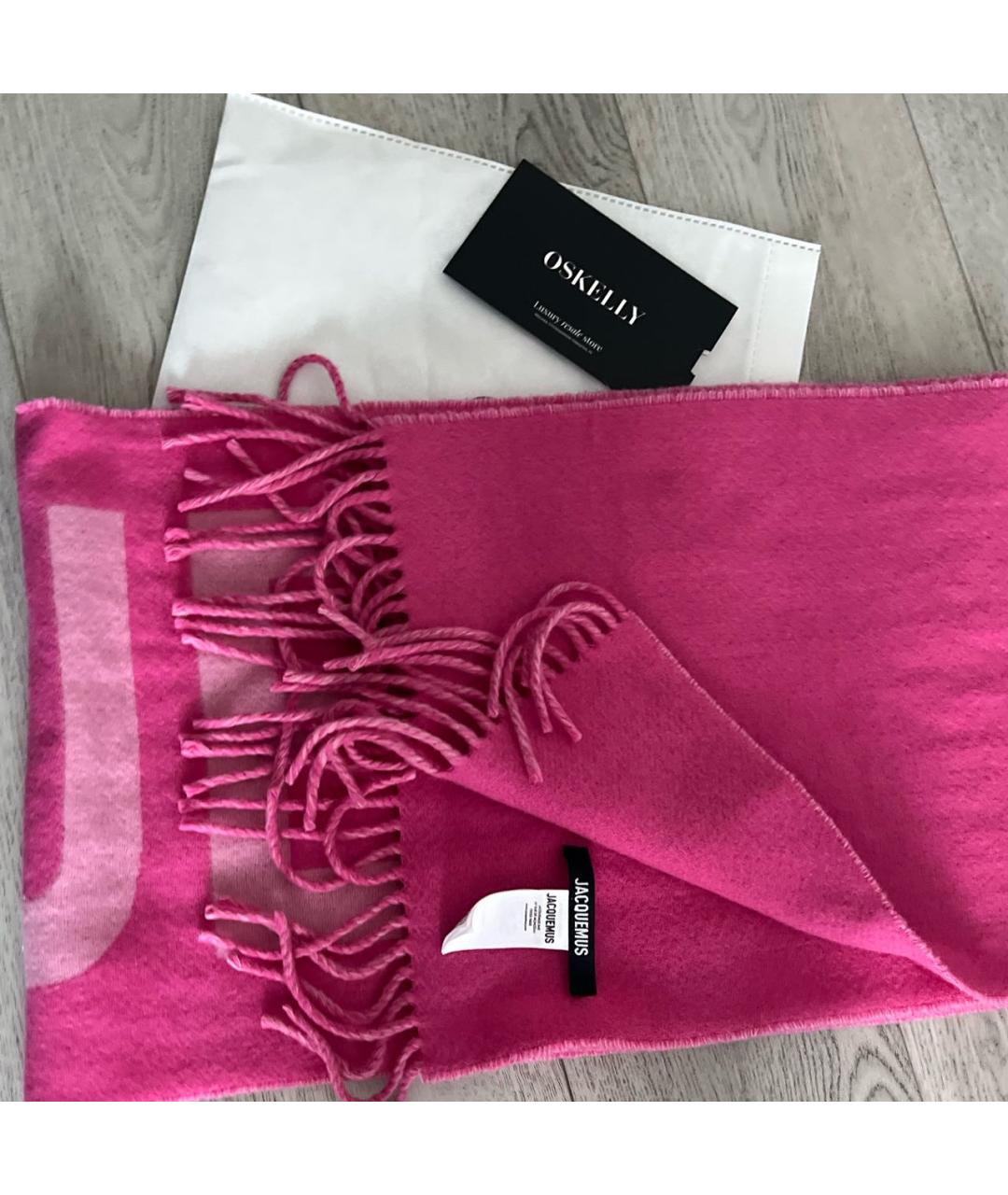 JACQUEMUS Розовый шерстяной шарф, фото 2