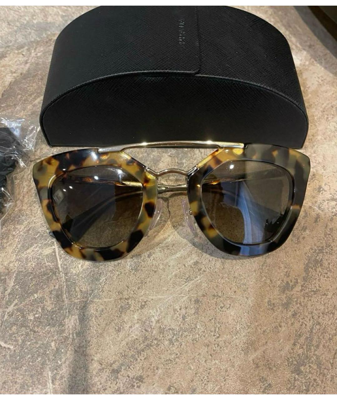 PRADA Коричневые пластиковые солнцезащитные очки, фото 7