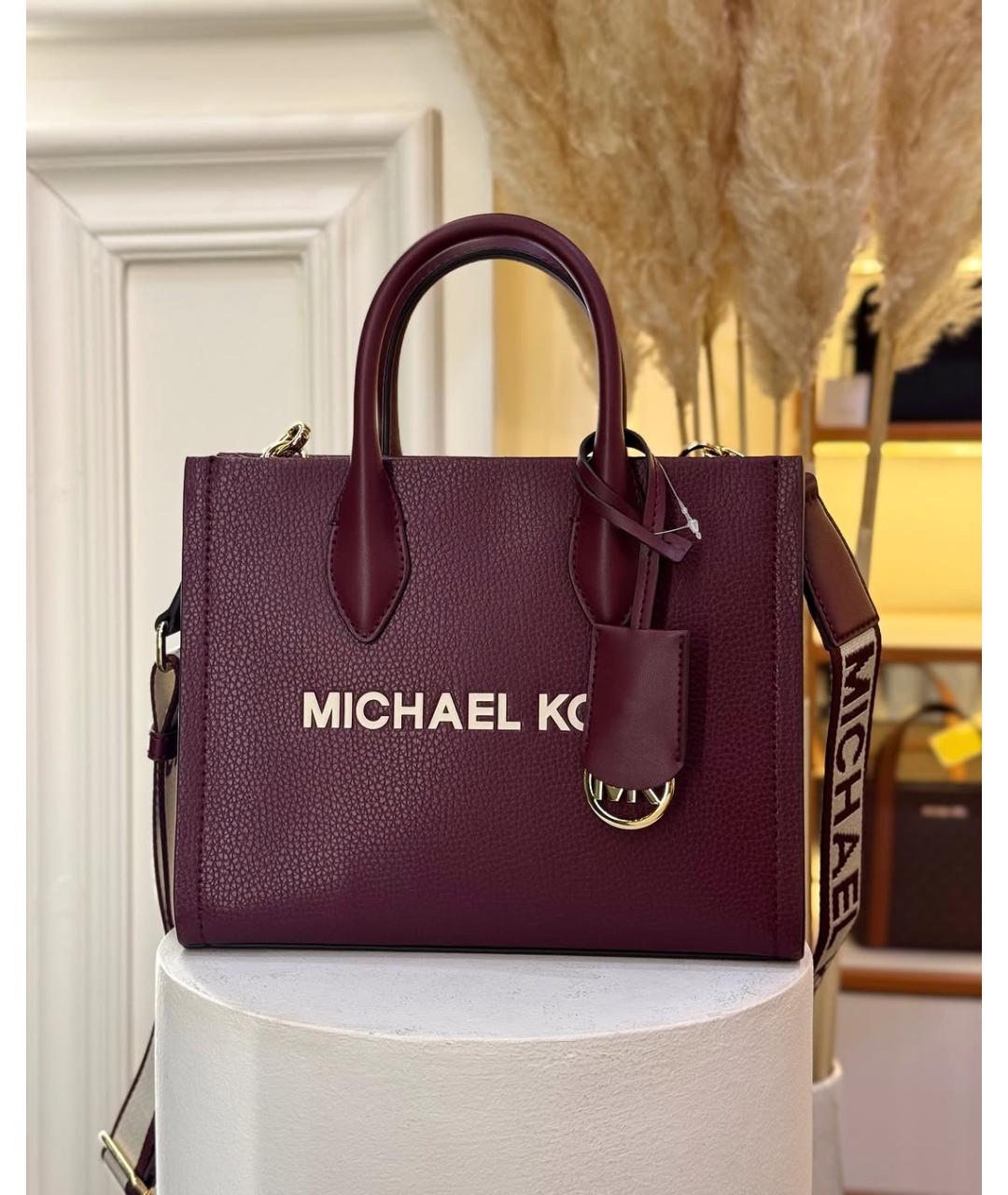 MICHAEL KORS Бордовая кожаная сумка с короткими ручками, фото 4