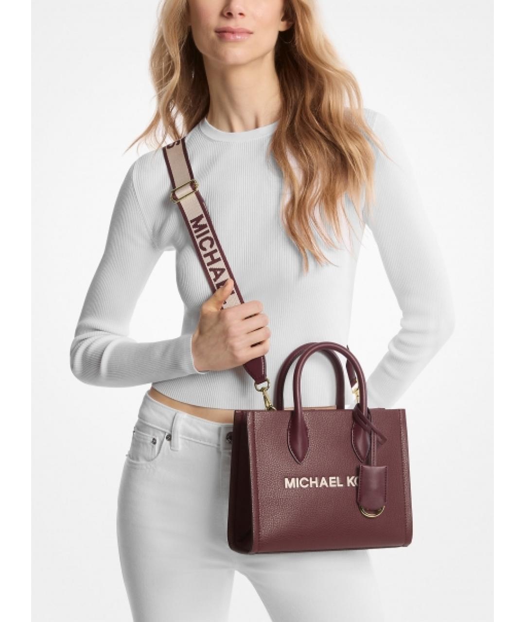 MICHAEL KORS Бордовая кожаная сумка с короткими ручками, фото 2