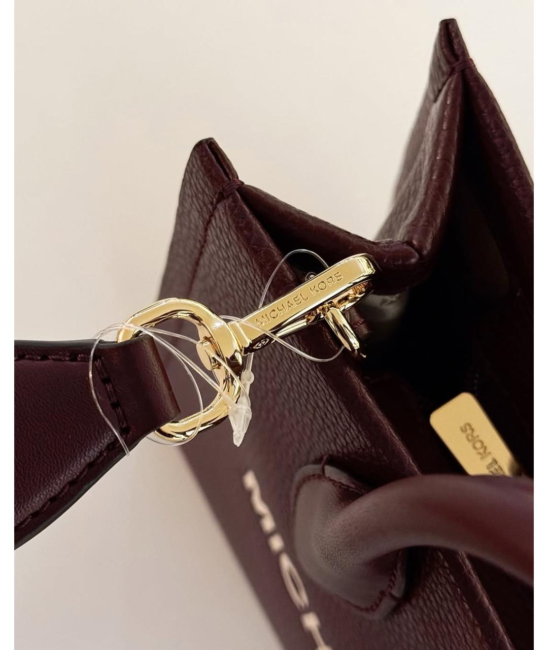 MICHAEL KORS Бордовая кожаная сумка с короткими ручками, фото 6