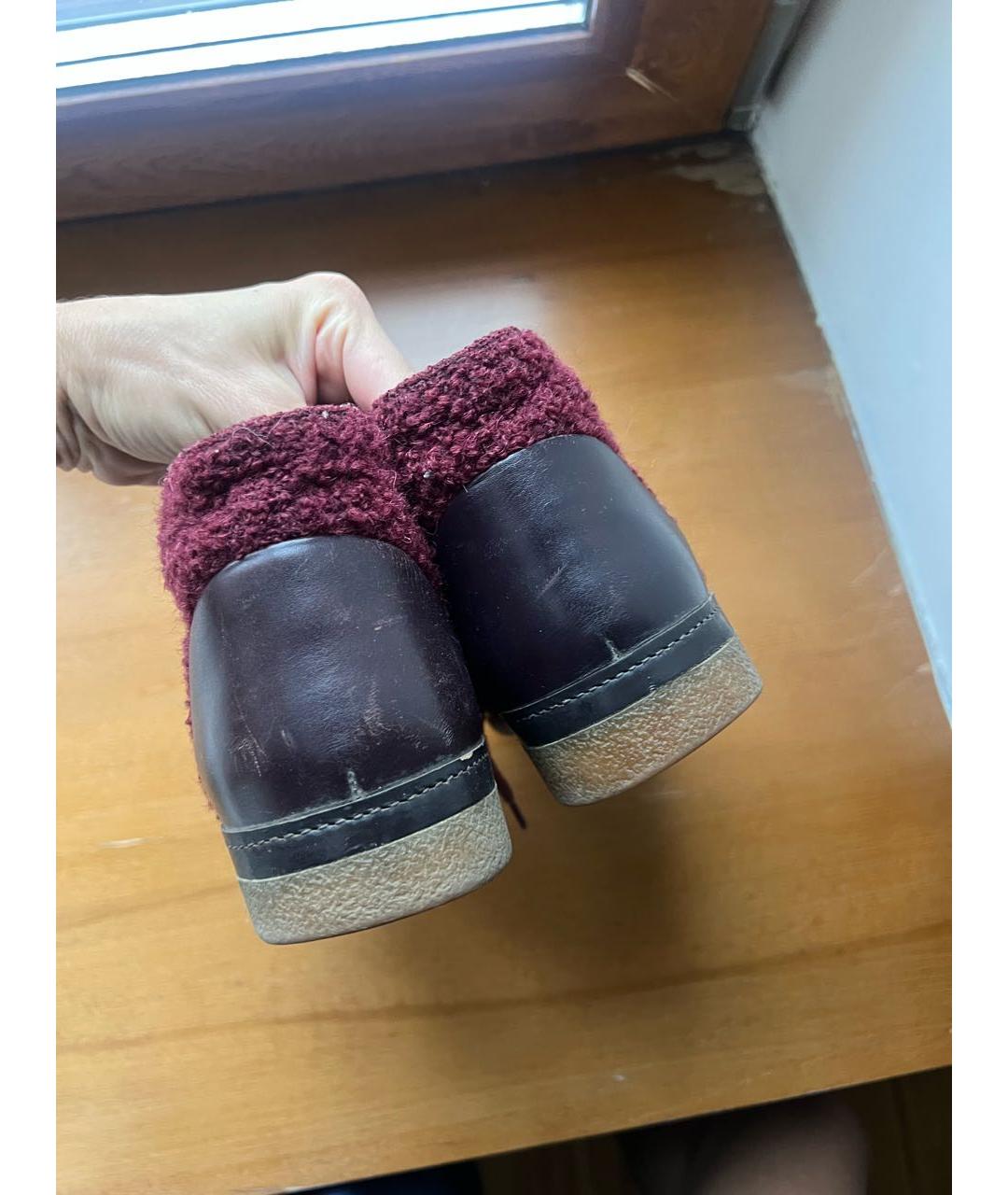 CHANEL Бордовые текстильные ботинки, фото 4