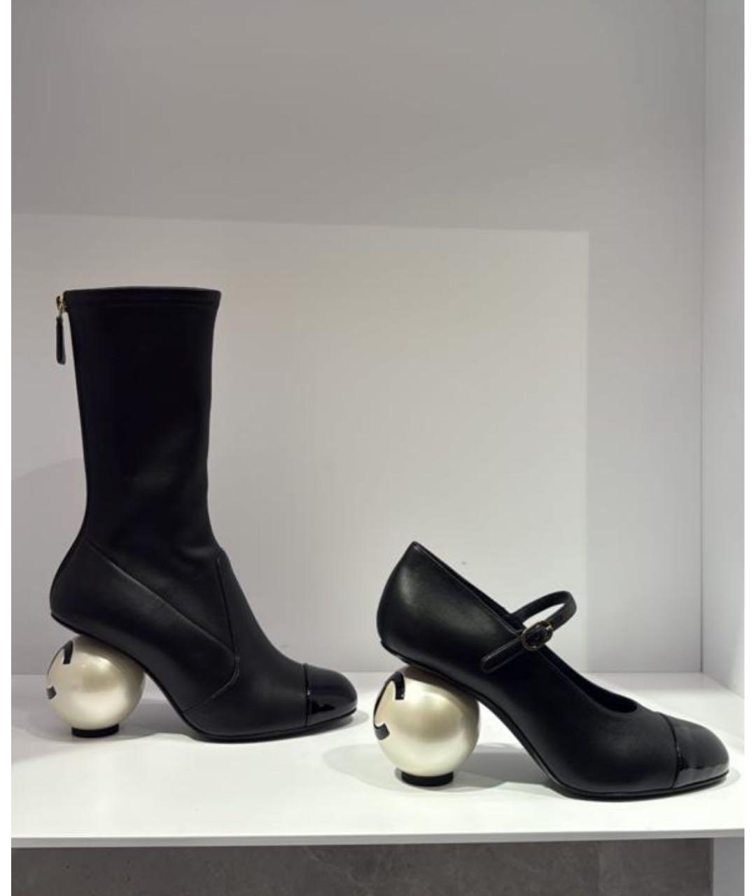 CHANEL Черные кожаные ботильоны, фото 2