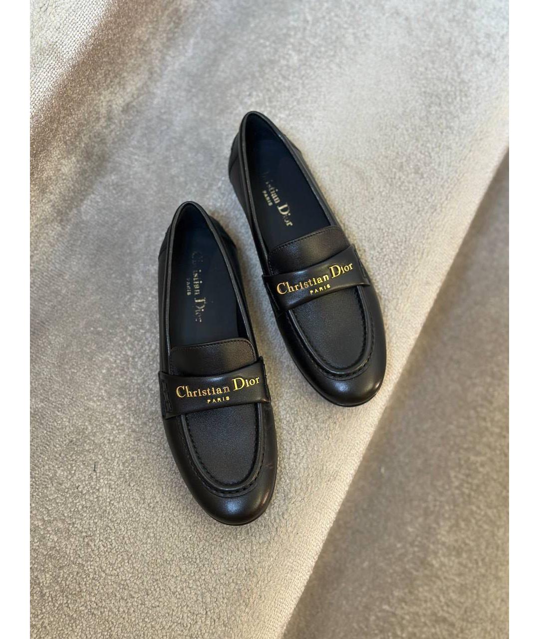CHRISTIAN DIOR Черные кожаные лоферы, фото 2