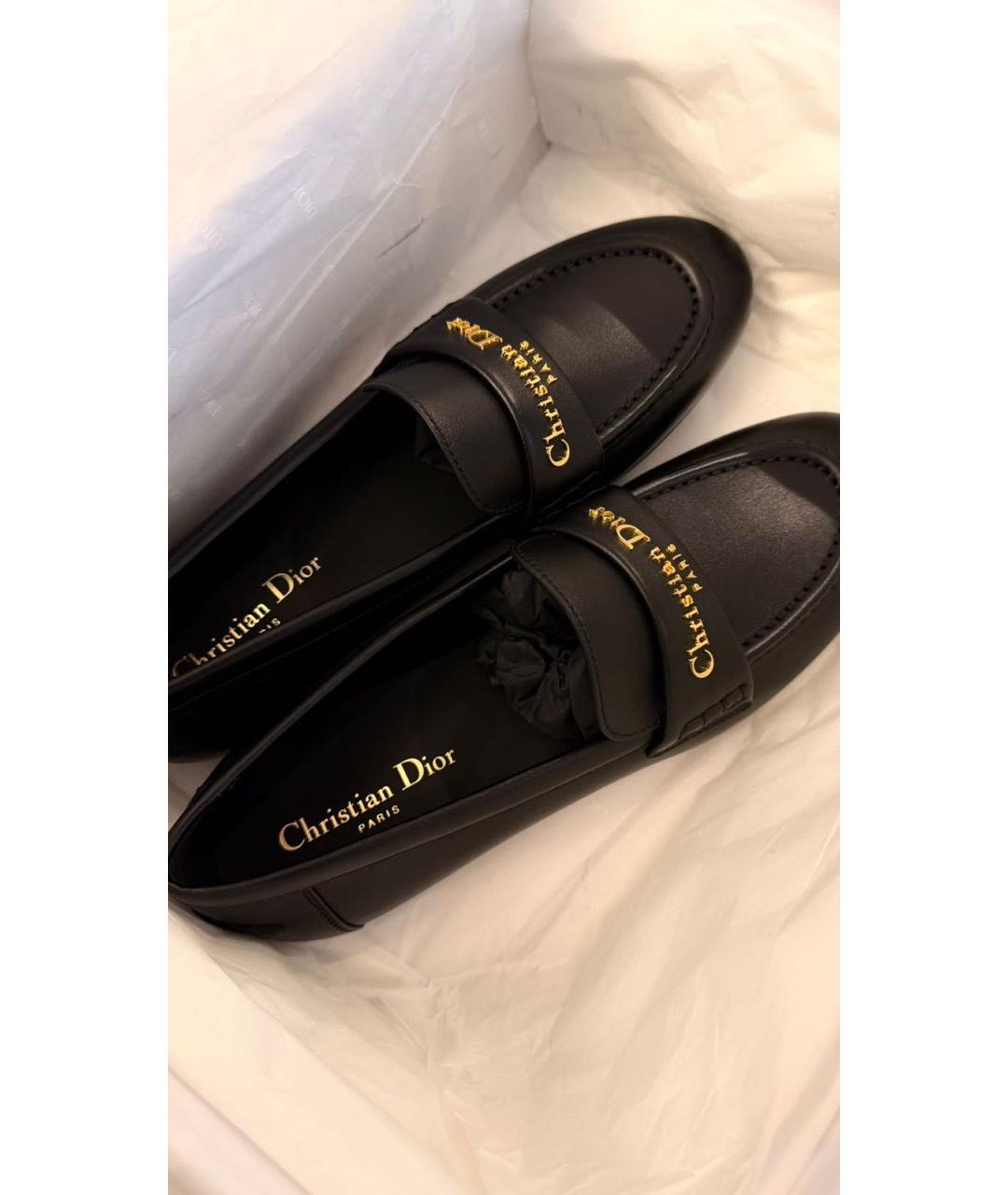 CHRISTIAN DIOR Черные кожаные лоферы, фото 3