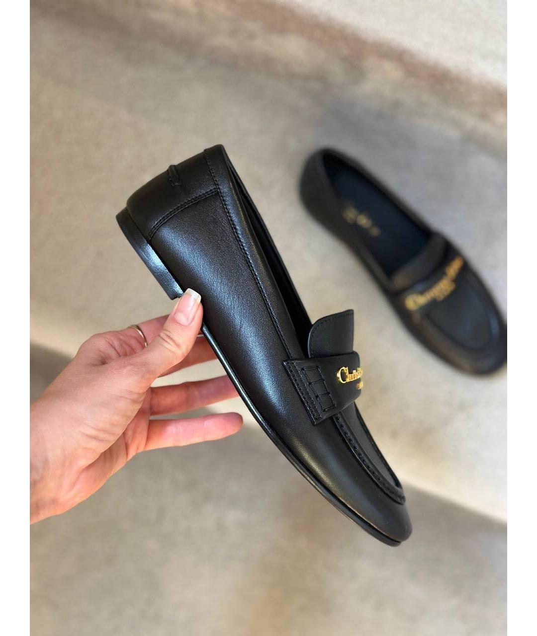 CHRISTIAN DIOR Черные кожаные лоферы, фото 4