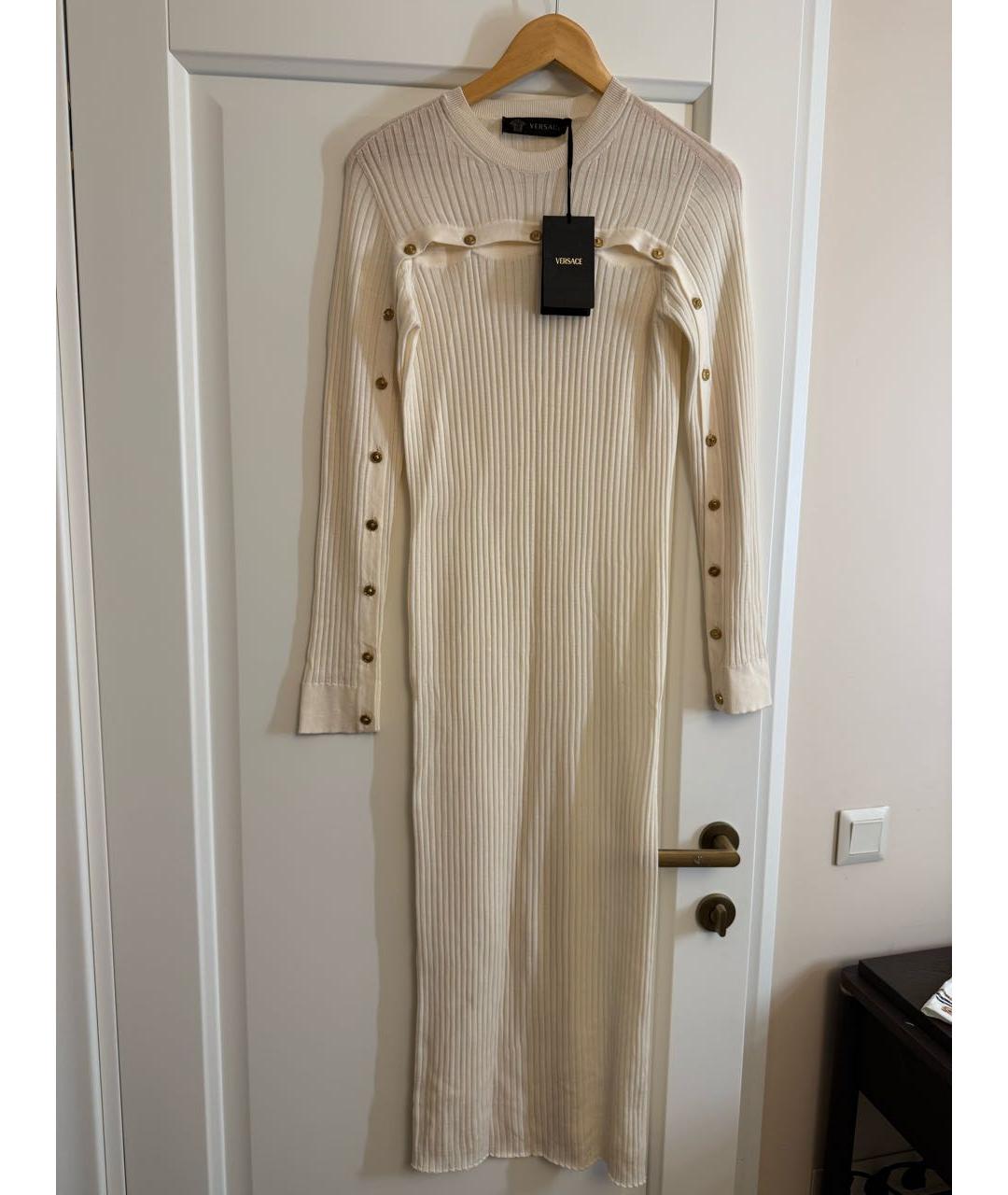 VERSACE Бежевое хлопковое повседневное платье, фото 4