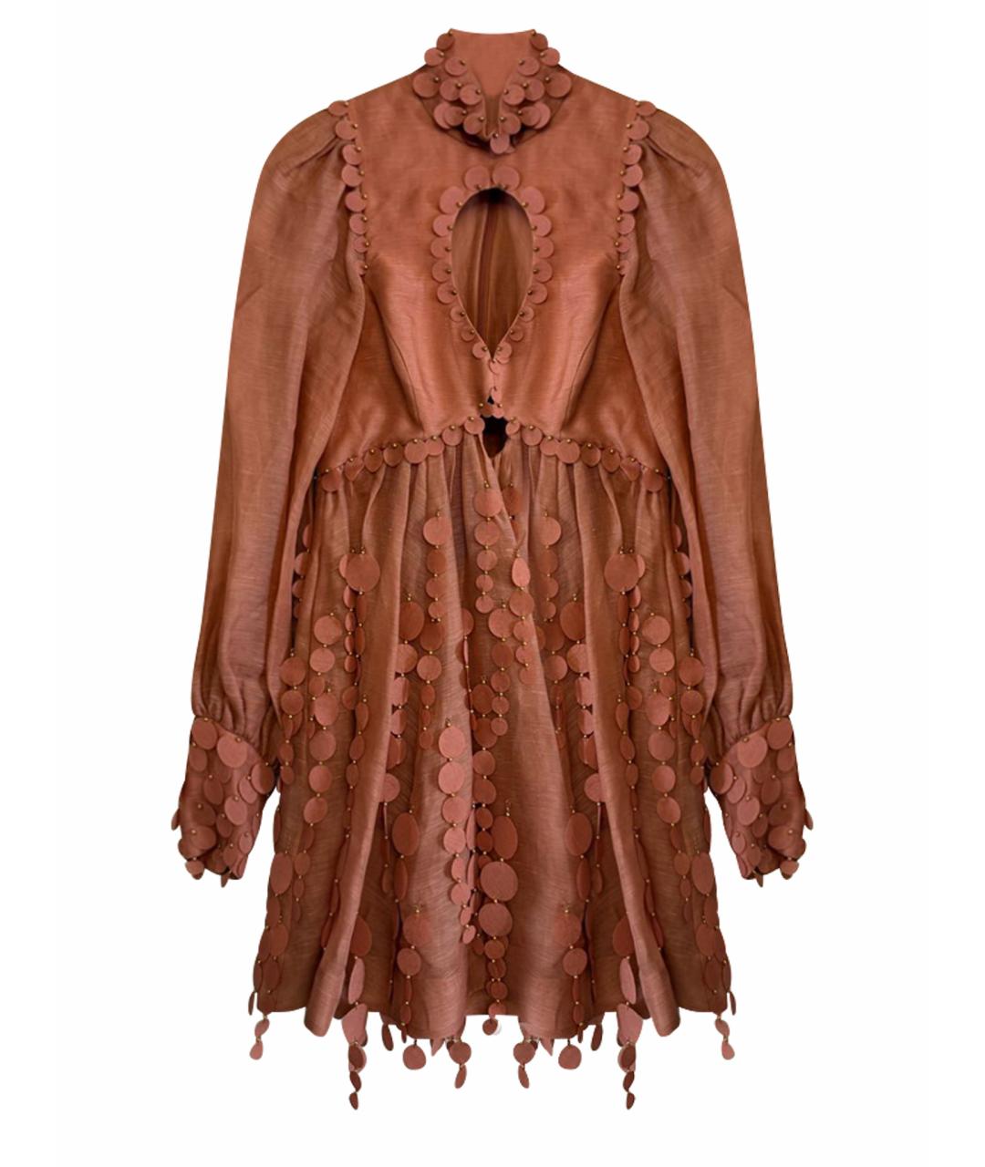 ZIMMERMANN Коралловое льняное вечернее платье, фото 1