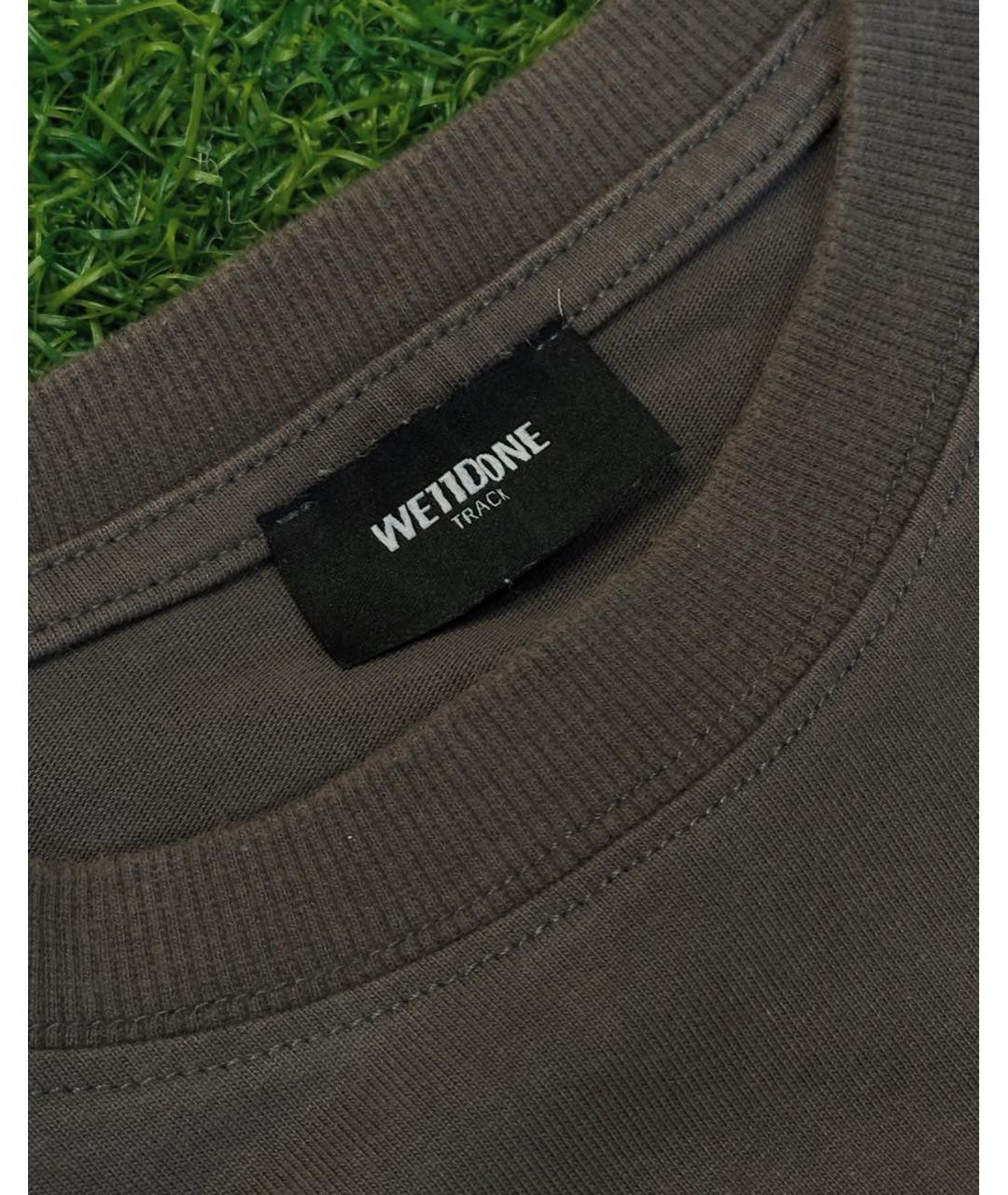 WE11DONE Коричневая хлопковая футболка, фото 7
