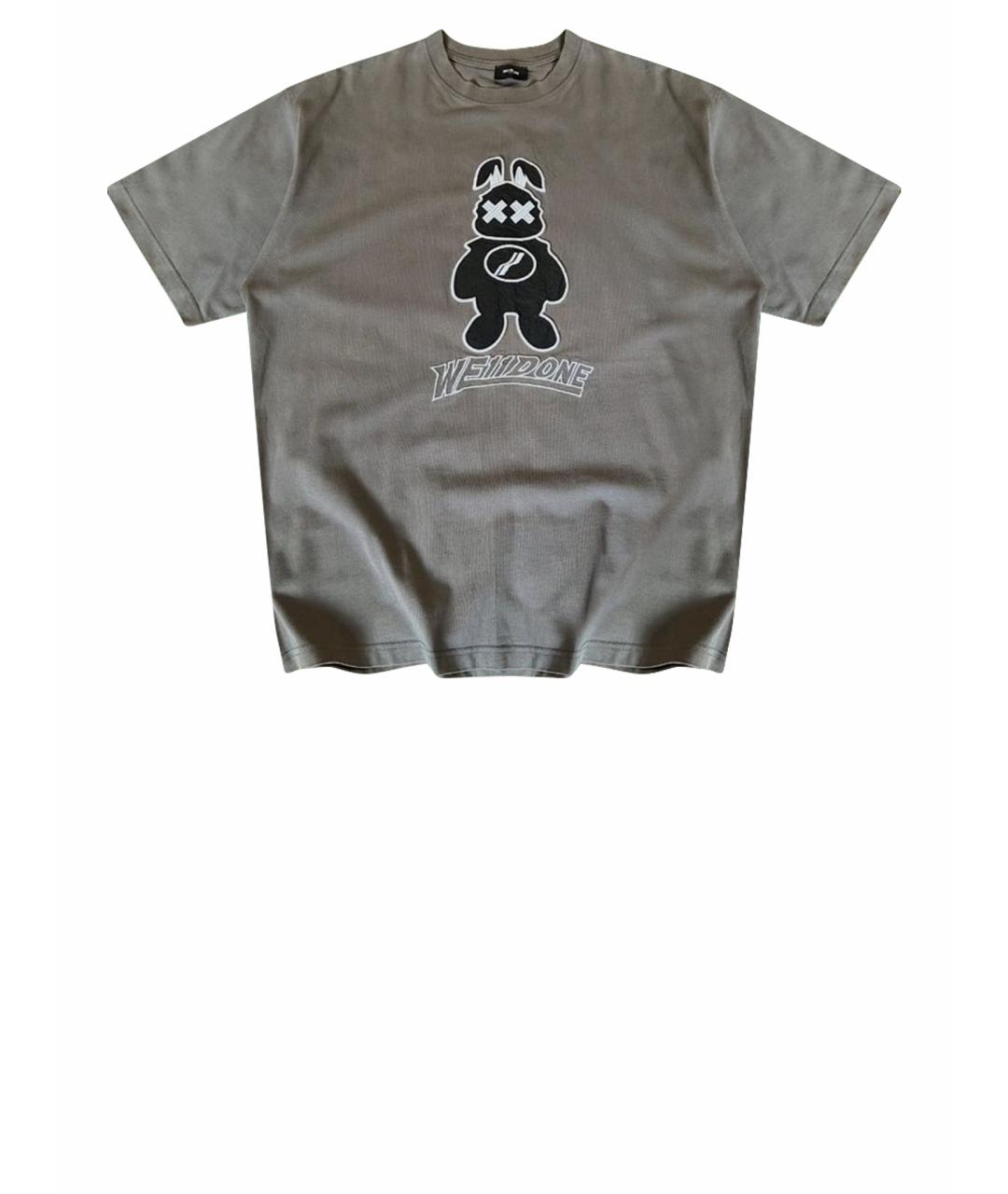 WE11DONE Коричневая хлопковая футболка, фото 1