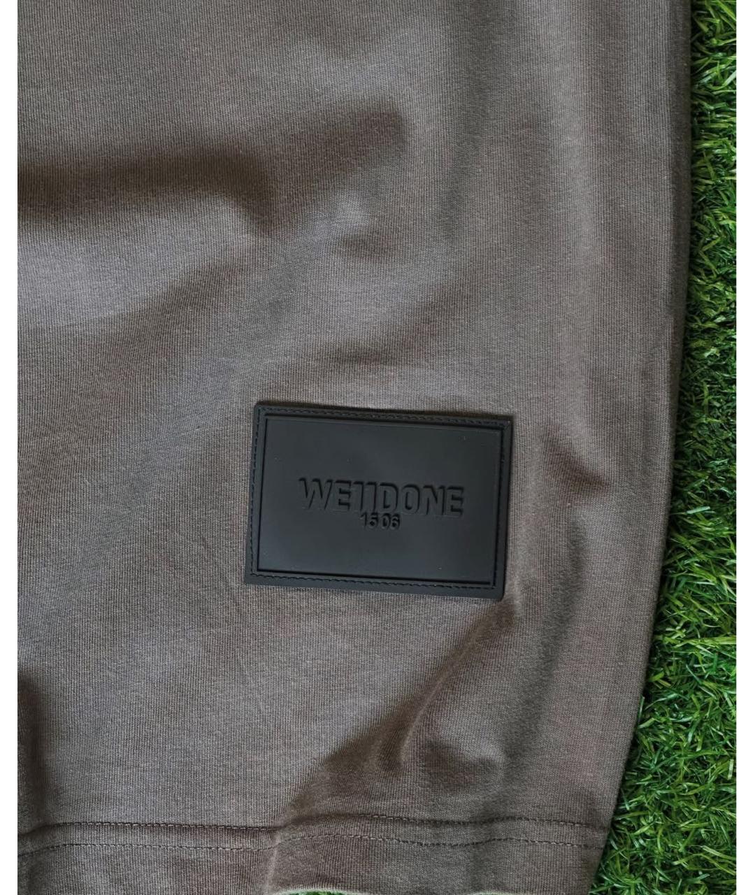 WE11DONE Коричневая хлопковая футболка, фото 6
