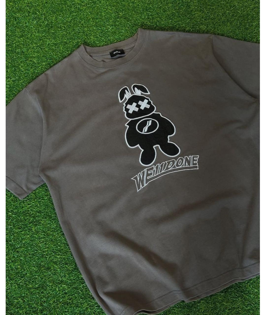 WE11DONE Коричневая хлопковая футболка, фото 2