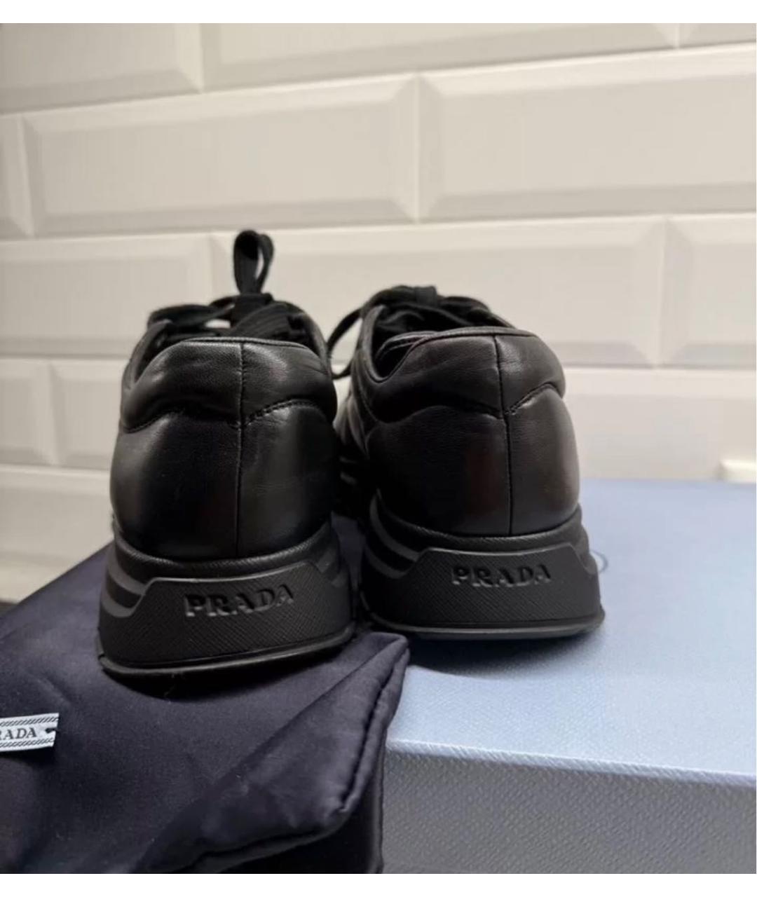 PRADA Черные кожаные кроссовки, фото 4