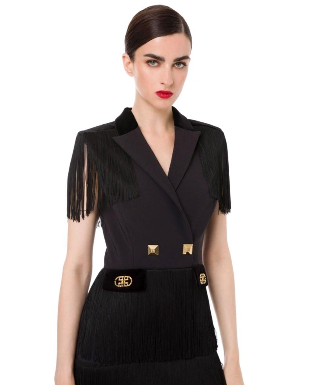 ELISABETTA FRANCHI Черное полиэстеровое вечернее платье, фото 4