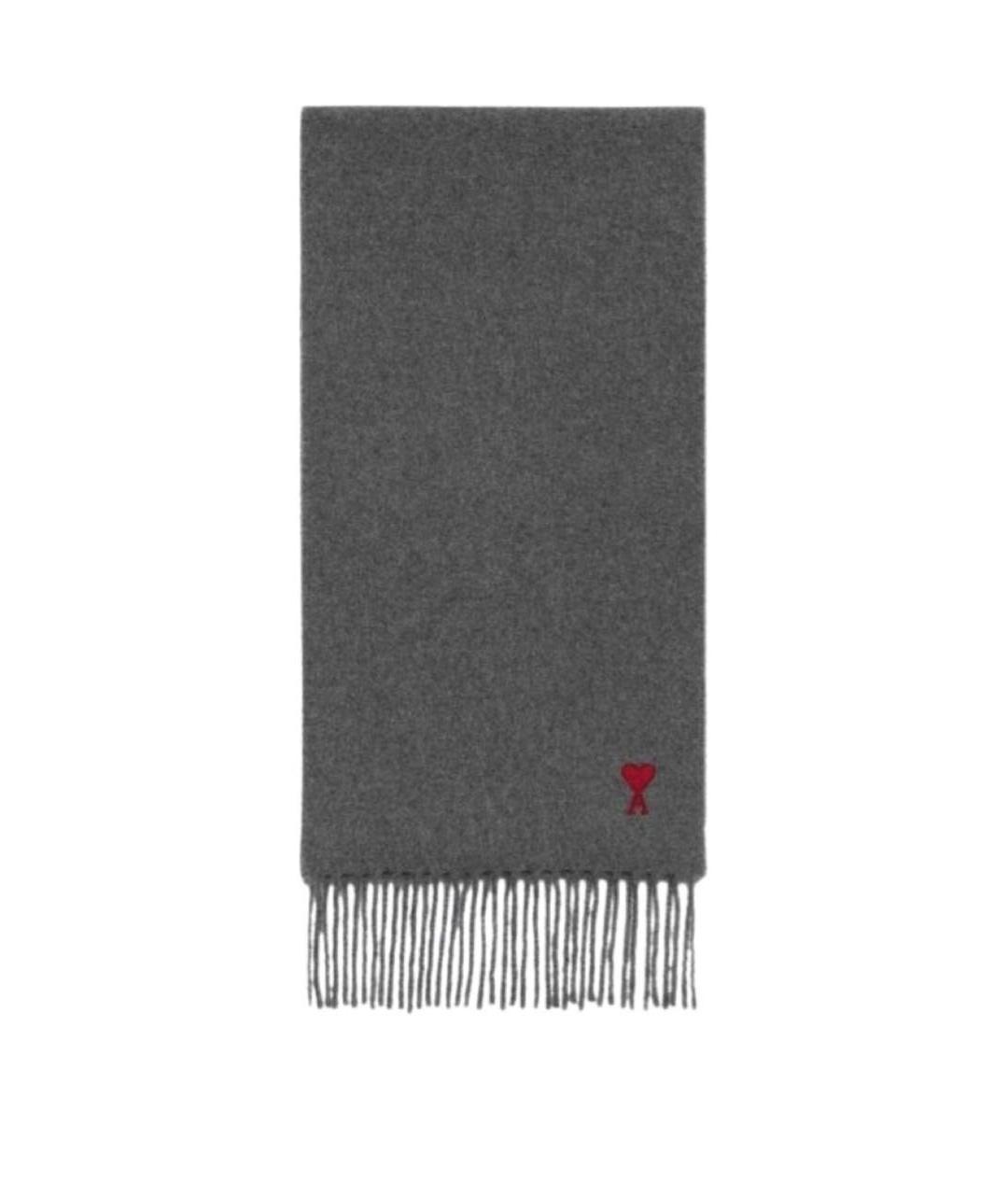 Ami Paris Серый шерстяной шарф, фото 1