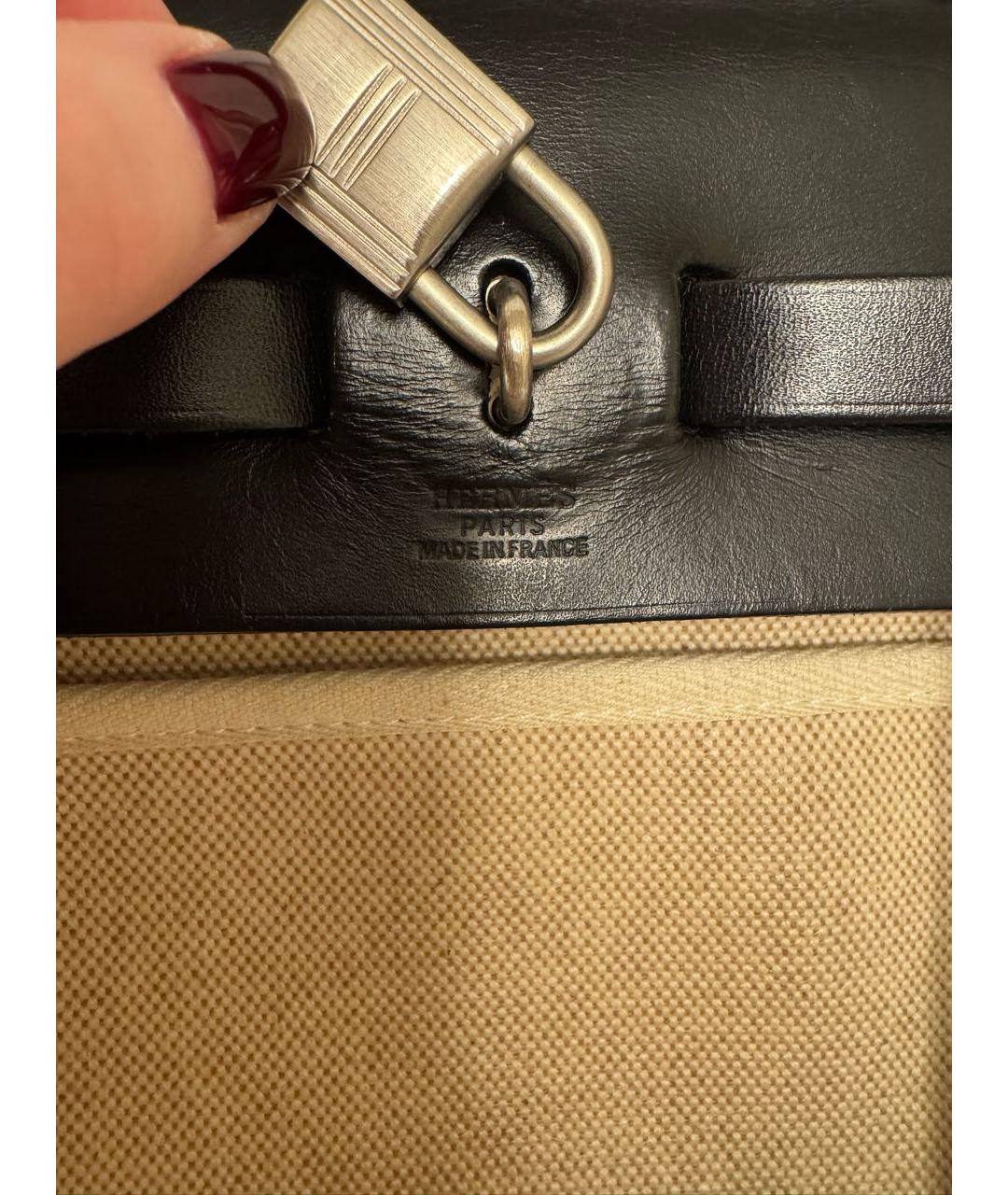 HERMES Бежевая тканевая сумка через плечо, фото 5