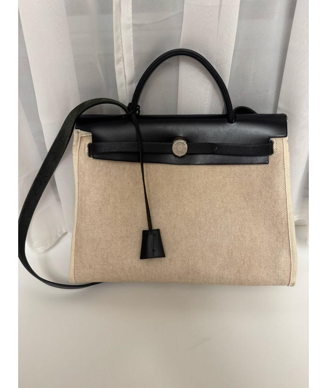 HERMES Бежевая тканевая сумка через плечо, фото 6