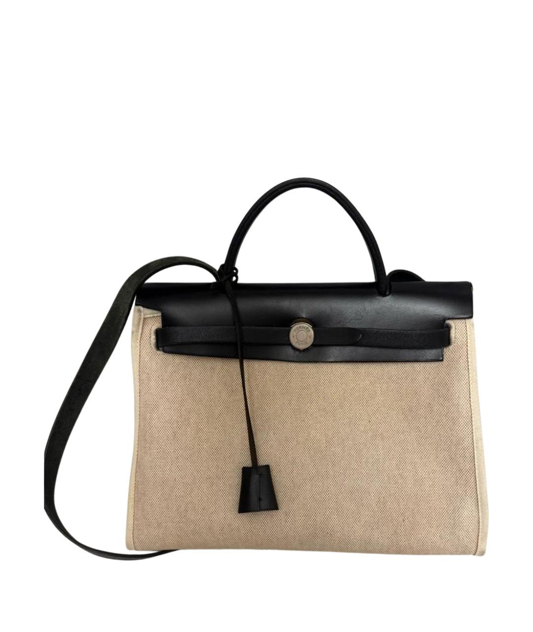 HERMES Бежевая тканевая сумка через плечо, фото 1