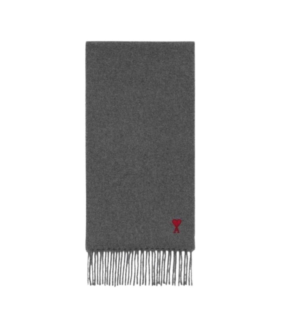 Ami Paris Серый шерстяной шарф, фото 1