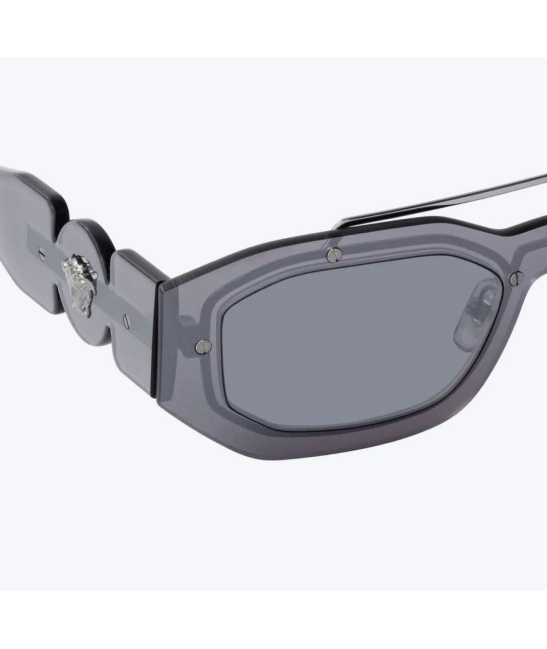 VERSACE Серебряные металлические солнцезащитные очки, фото 3