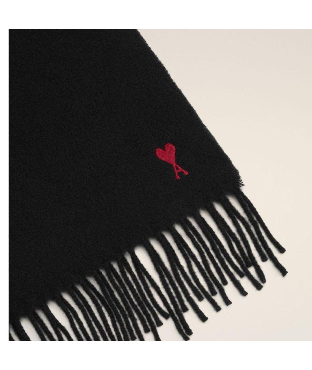 Ami Paris Черный шерстяной шарф, фото 8