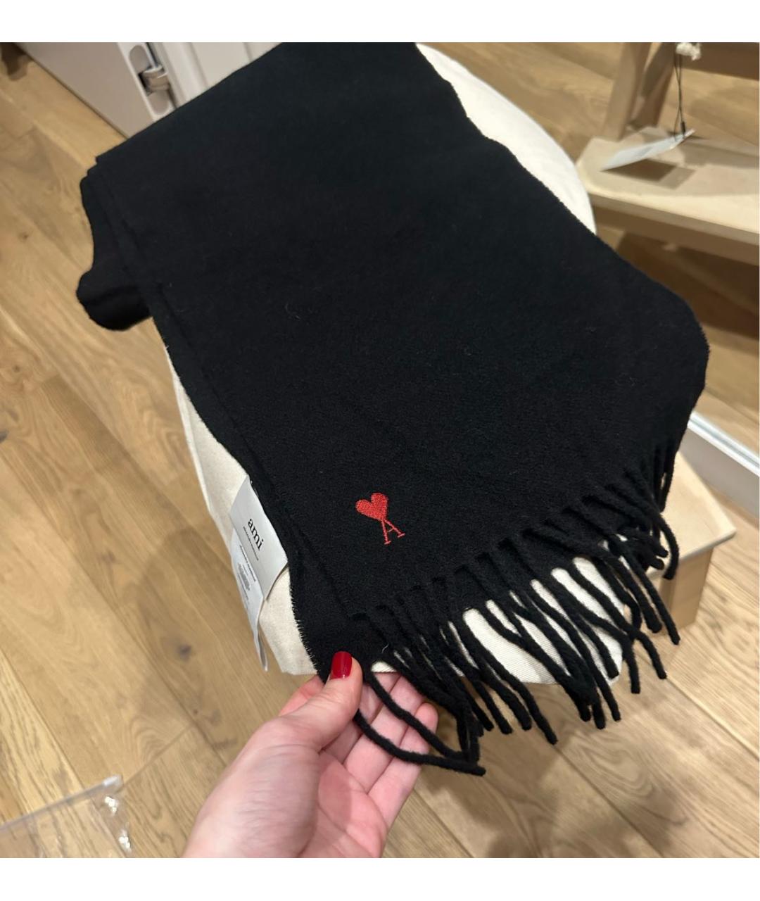 Ami Paris Черный шерстяной шарф, фото 2