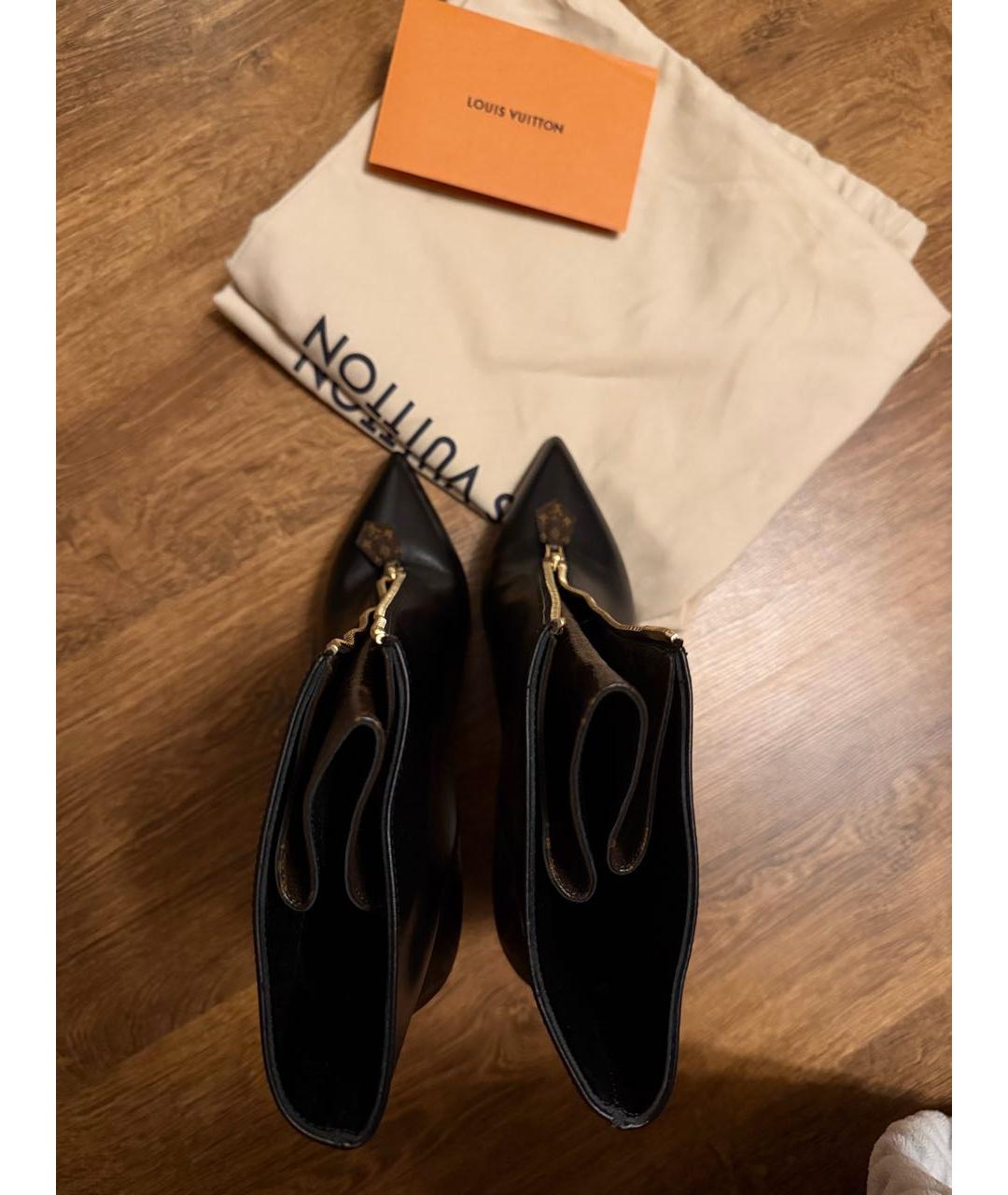 LOUIS VUITTON Черные кожаные ботильоны, фото 3