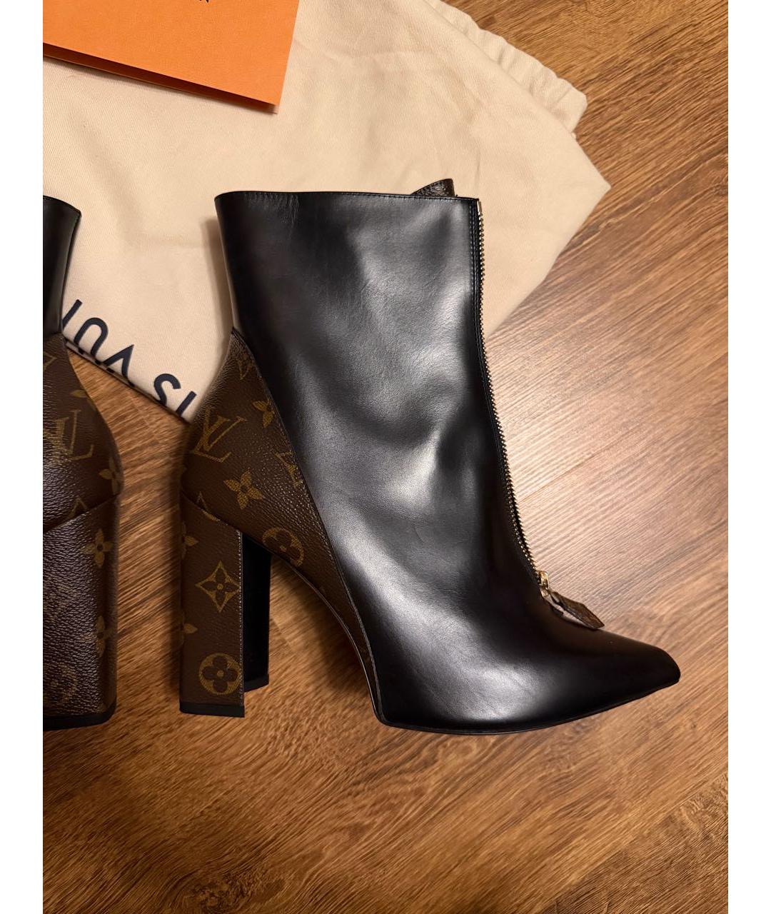 LOUIS VUITTON Черные кожаные ботильоны, фото 7