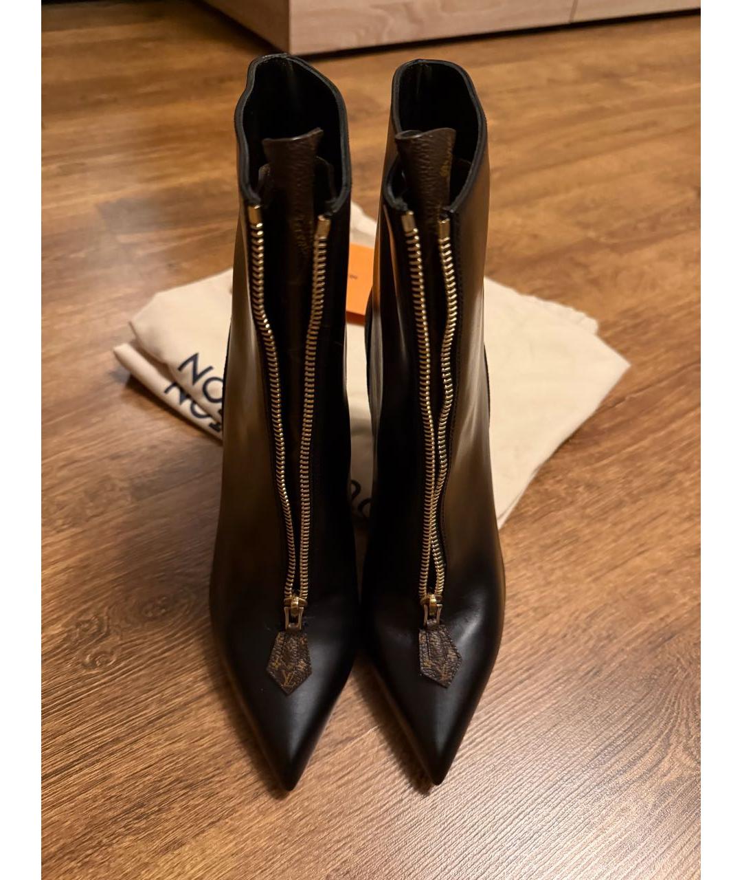 LOUIS VUITTON Черные кожаные ботильоны, фото 2