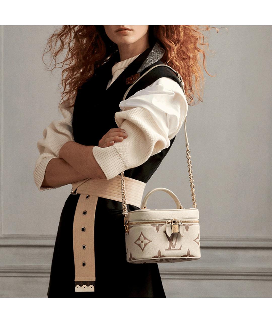 LOUIS VUITTON Бежевая кожаная сумка через плечо, фото 6