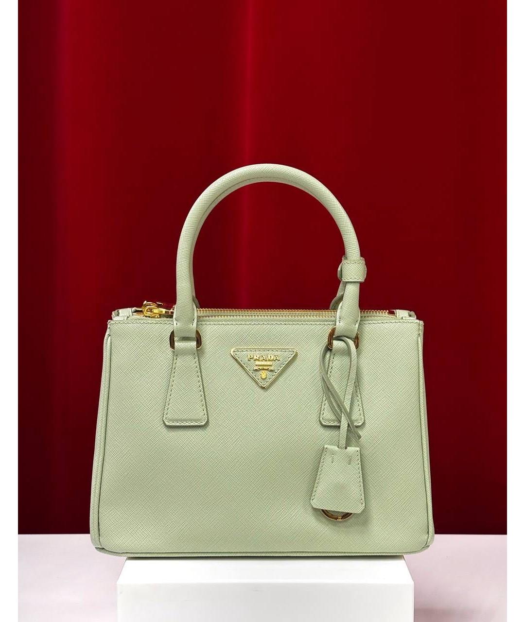 PRADA Зеленая кожаная сумка с короткими ручками, фото 5