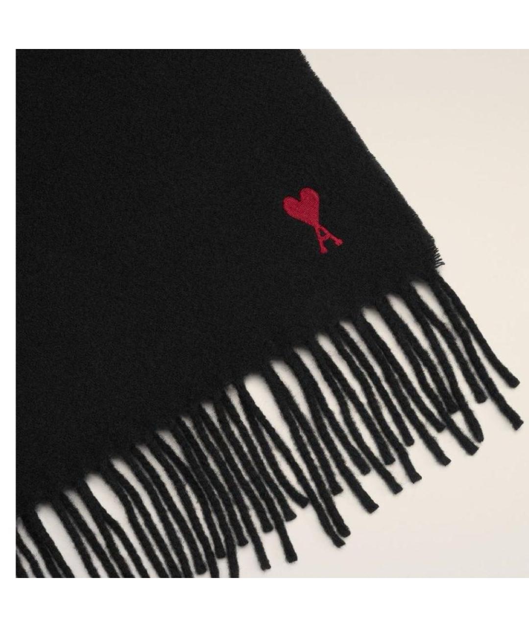 Ami Paris Черный шерстяной шарф, фото 8