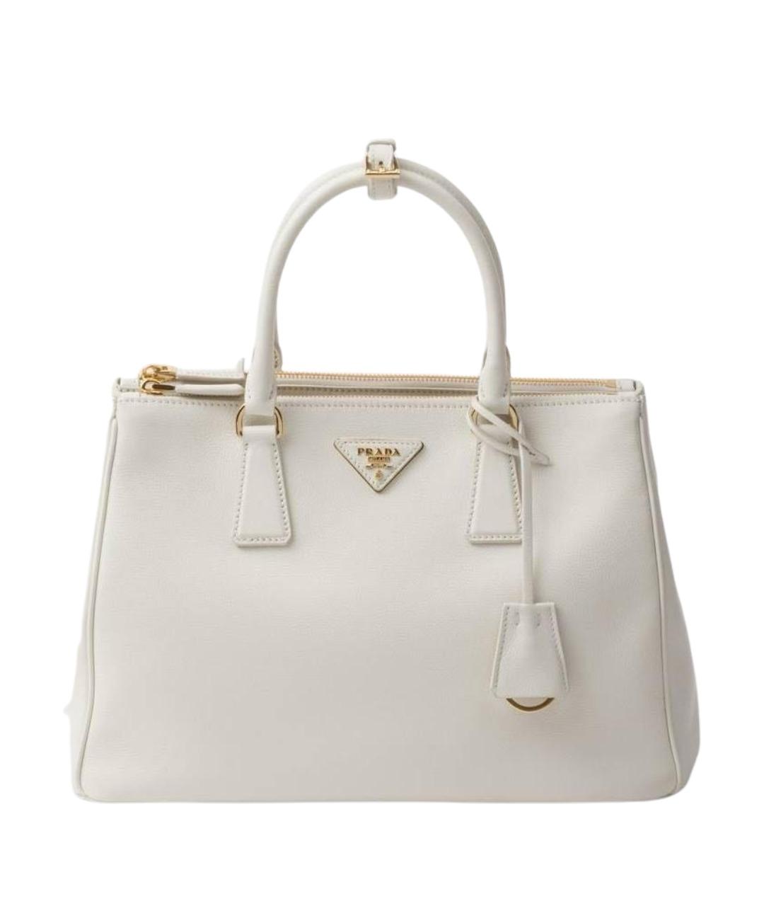 PRADA Белая кожаная сумка с короткими ручками, фото 1