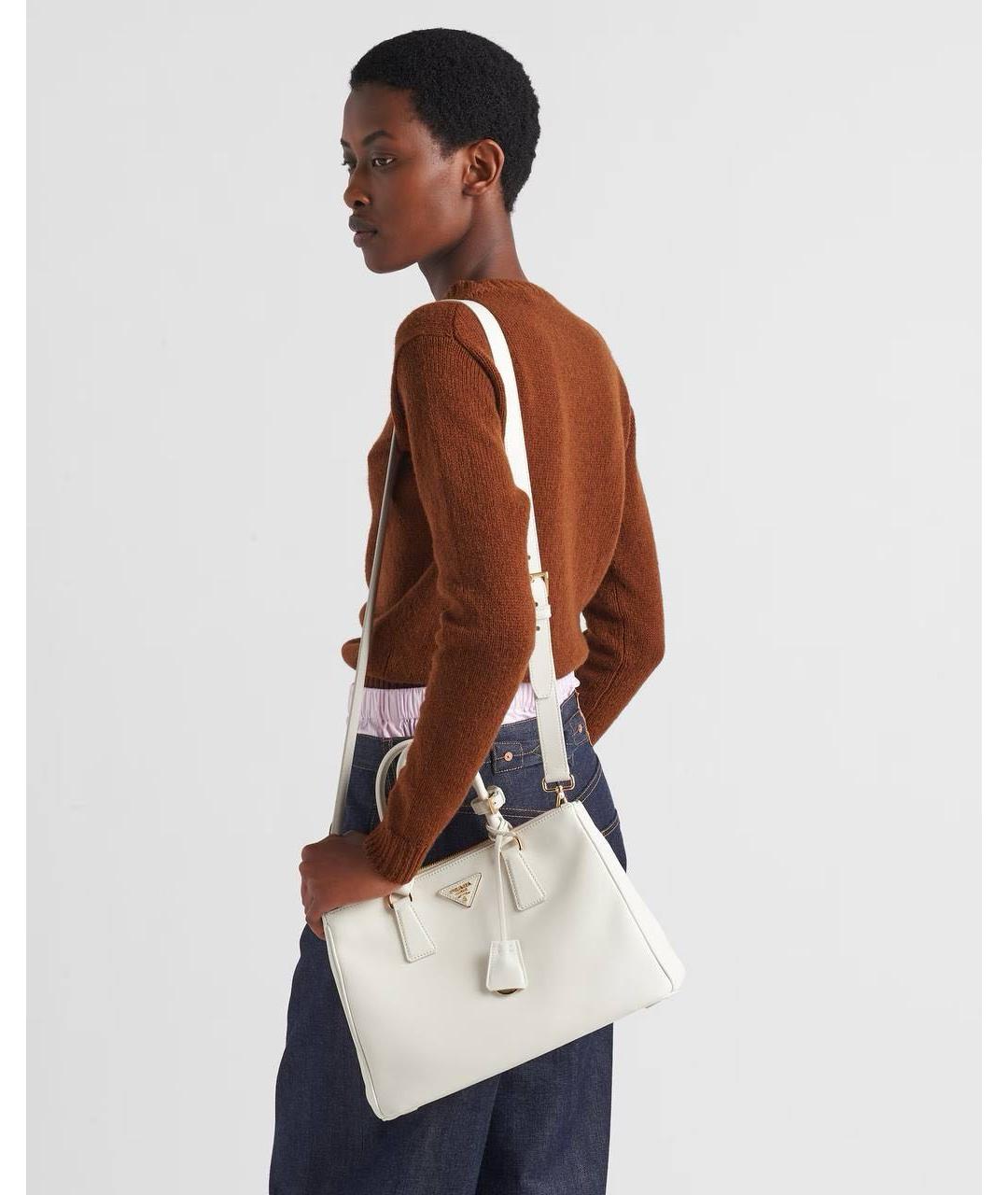 PRADA Белая кожаная сумка с короткими ручками, фото 3