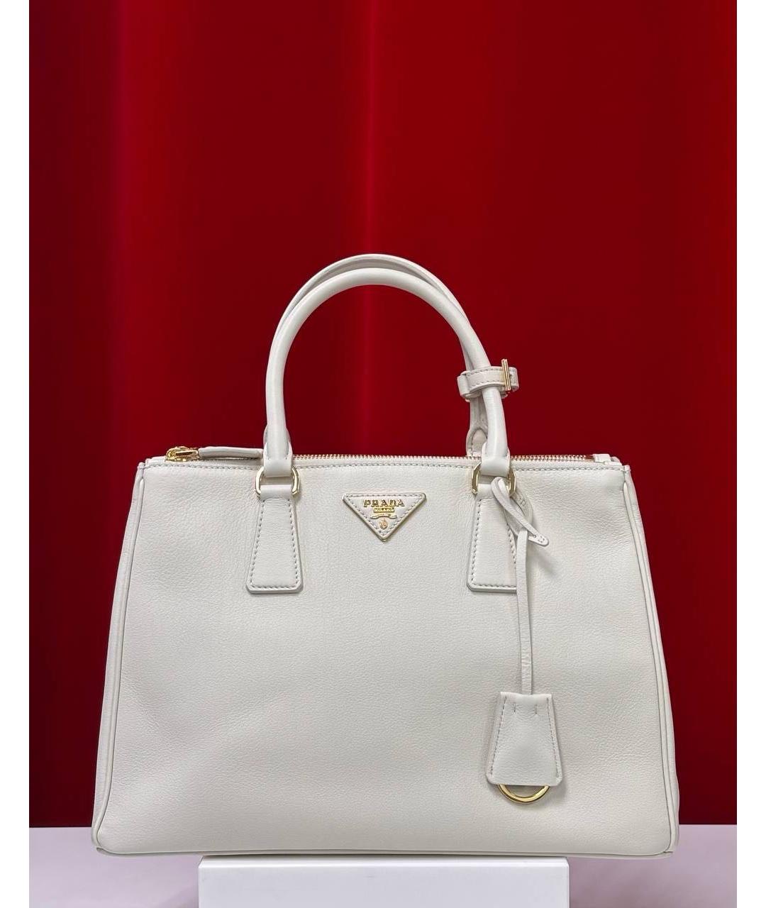 PRADA Белая кожаная сумка с короткими ручками, фото 4
