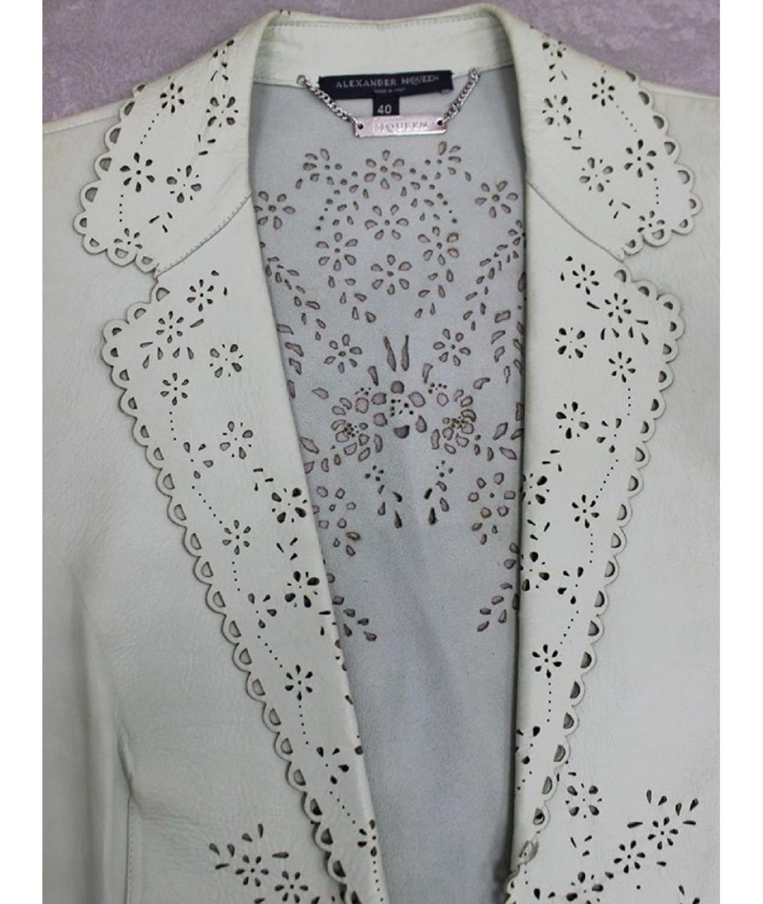 ALEXANDER MCQUEEN Салатовый кожаный костюм с юбками, фото 4