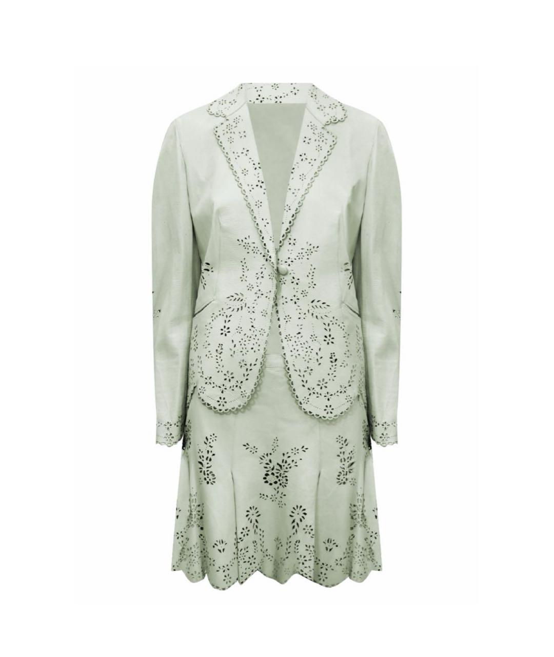 ALEXANDER MCQUEEN Салатовый кожаный костюм с юбками, фото 7