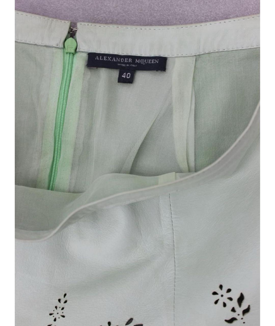 ALEXANDER MCQUEEN Салатовый кожаный костюм с юбками, фото 3