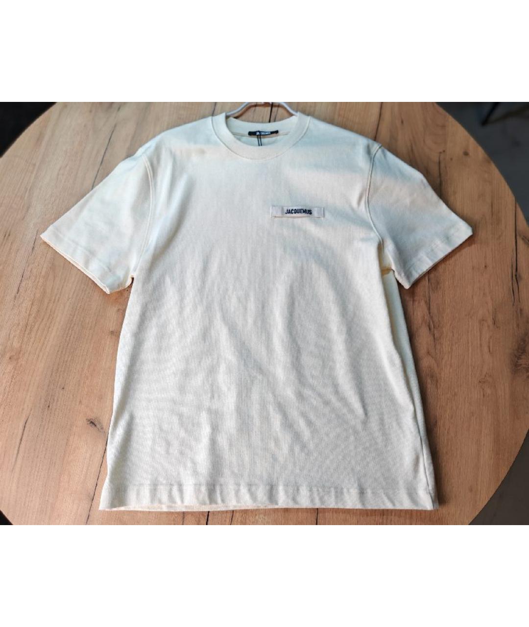 JACQUEMUS Бежевая хлопковая футболка, фото 4