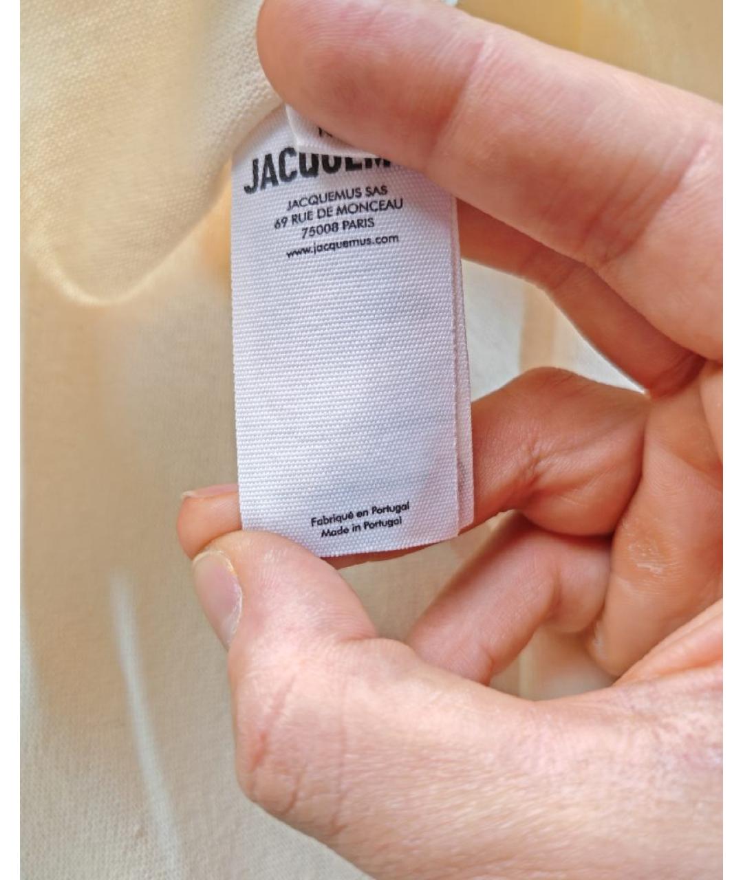 JACQUEMUS Бежевая хлопковая футболка, фото 3