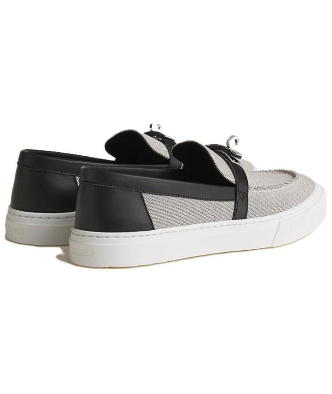 HERMES Серые текстильные слипоны, фото 5