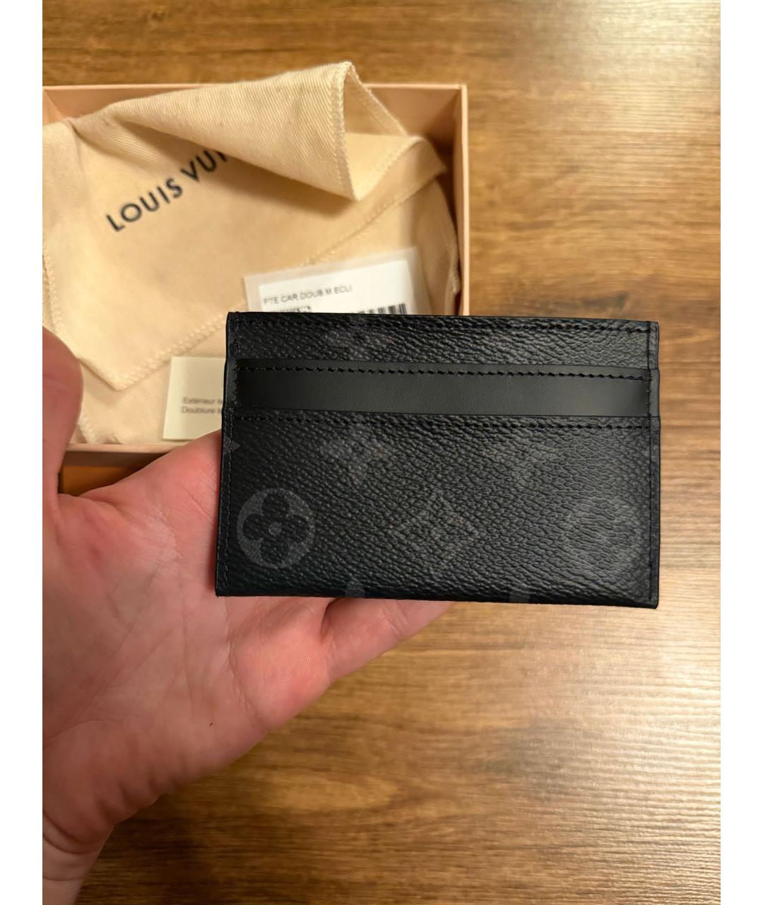 LOUIS VUITTON Антрацитовый кожаный кардхолдер, фото 5