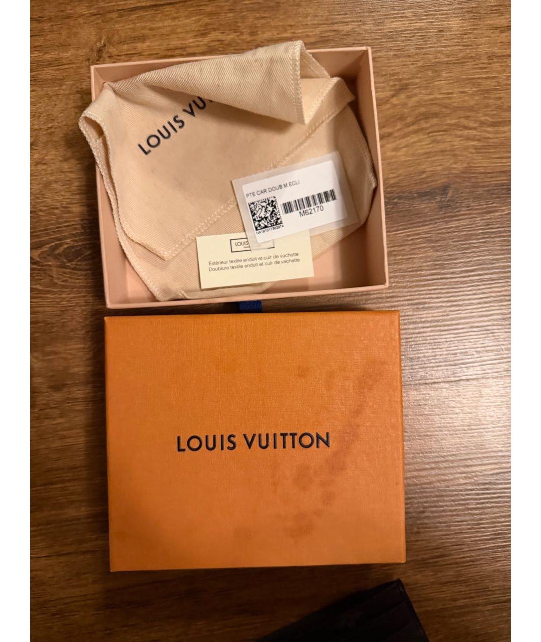 LOUIS VUITTON Антрацитовый кожаный кардхолдер, фото 4
