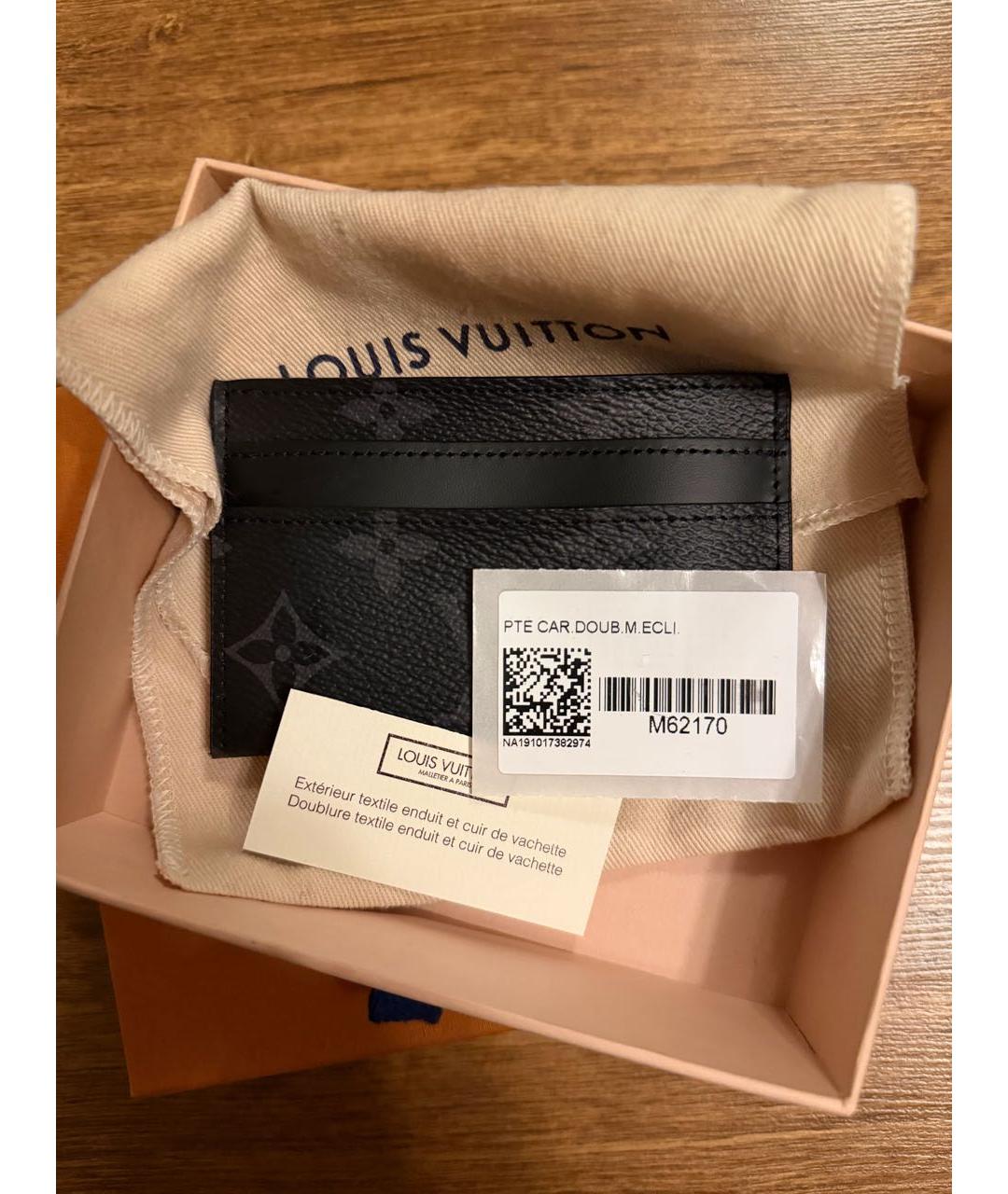 LOUIS VUITTON Антрацитовый кожаный кардхолдер, фото 3