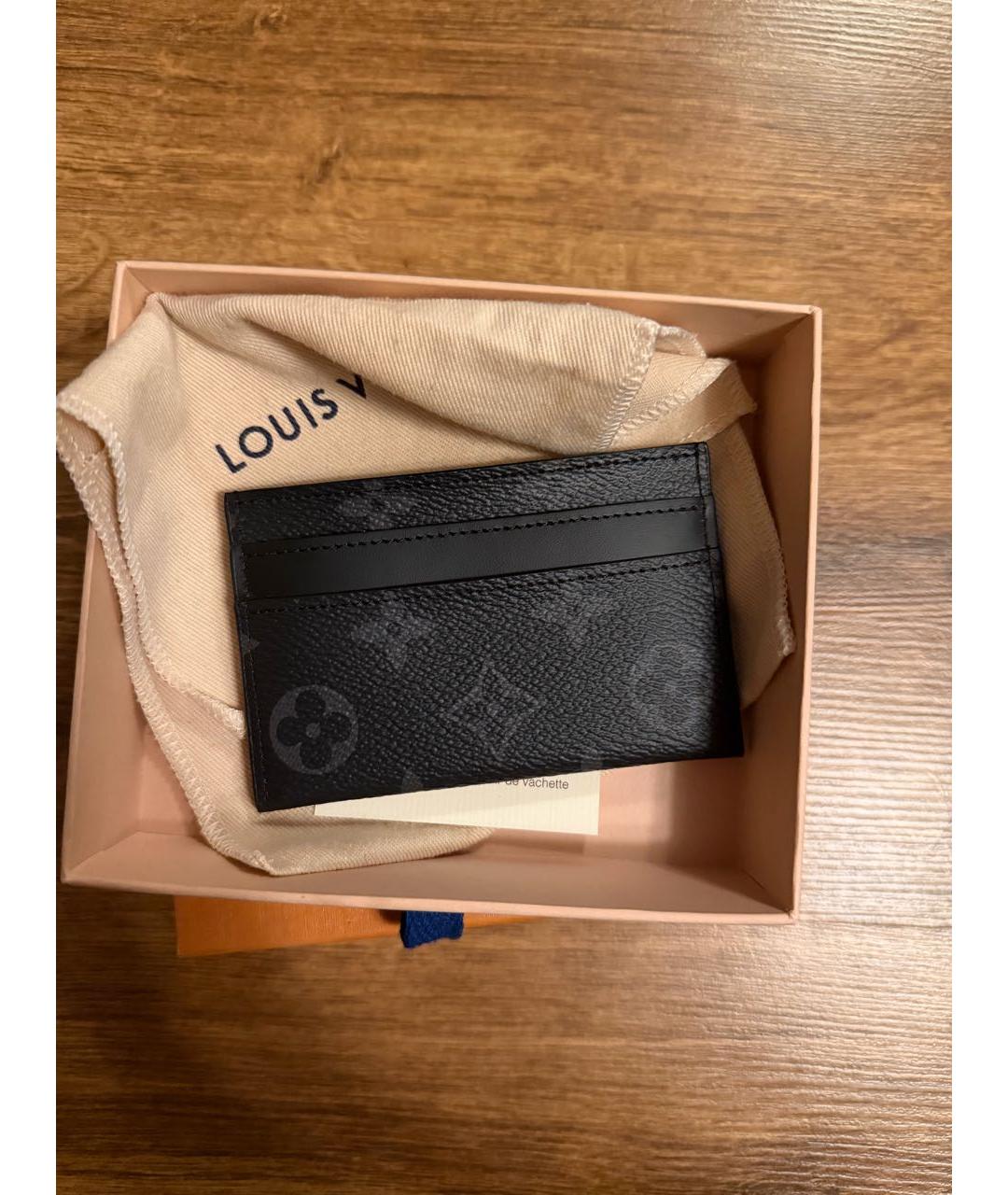 LOUIS VUITTON Антрацитовый кожаный кардхолдер, фото 2