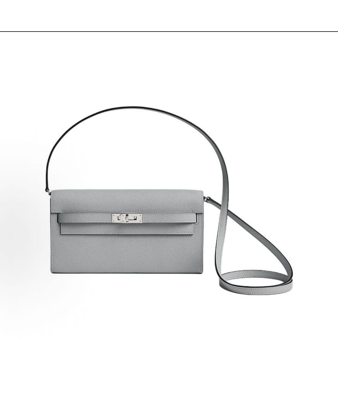 HERMES Серый кожаный кошелек, фото 4